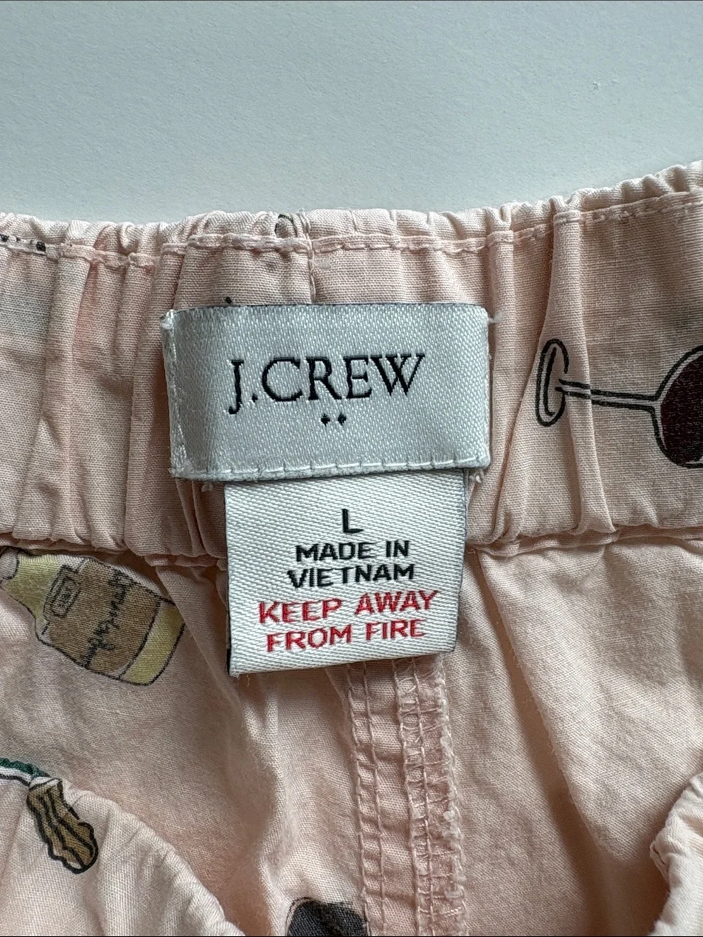 J. Crew Cheese & Wine Graphic Elastic Waist Bootcut PJ Pants Lounge Pink Large